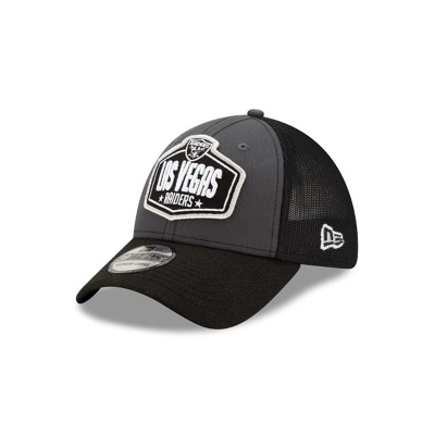 Grey Las Vegas Raiders Hat - New Era NFL NFL Draft 39THIRTY Stretch Fit Caps USA8329671